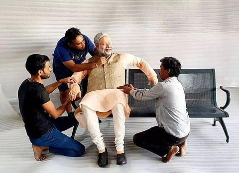 Hindi TV serial 'Taarak Mehta Ka Ooltah Chashmah' star Mayur Vakani creates a sculpture of PM Modi