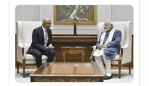 Microsoft CEO Meets PM Narendra Modi During His Four Day Visit In India