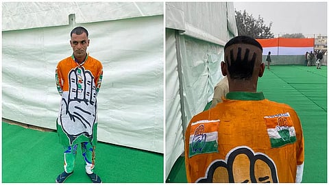Congress 'hand' symbol hairstyle, costume grab attention in Bharat Jodo Yatra