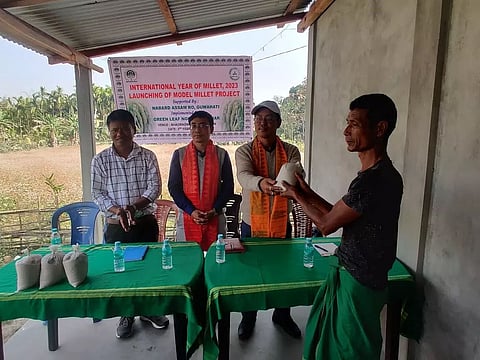 Distribution of millet seeds to farmers in Kokrajhar