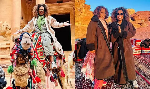 American talk show host Oprah Winfrey visits site in Jordan where Jesus was baptised