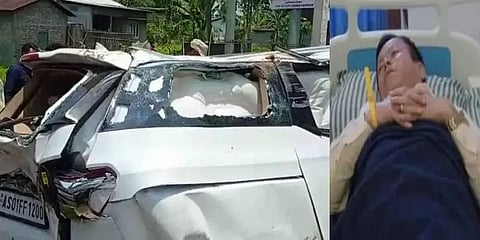 Majuli LAC MLA Bhuban Gam sustains injury on NH 15 at Khanamukh near Balipara
