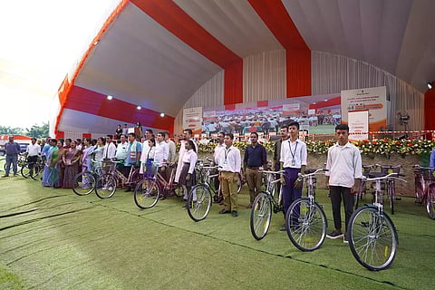 Assam: Ceremonial distribution of bicycles to Class IX students across State