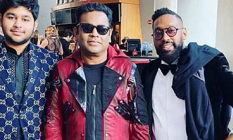 AR Rahman poses with Maroon 5's PJ Morton