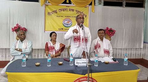 Biplab pays  obeisance to his guru