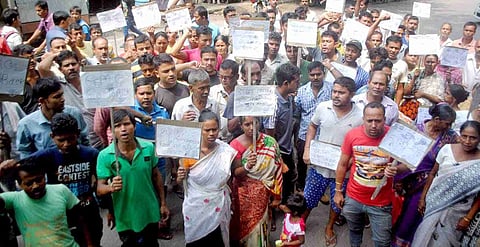 Fancy Bazar vendors protests against the administration