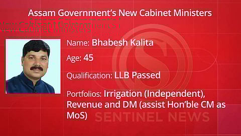 Bhabesh Kalita - Irrigation (Independent), Revenue and DM (assist Hon'ble CM as MoS)