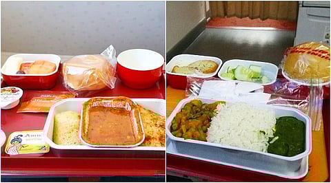 Air India carries food stock from India and serves its passengers on return journey