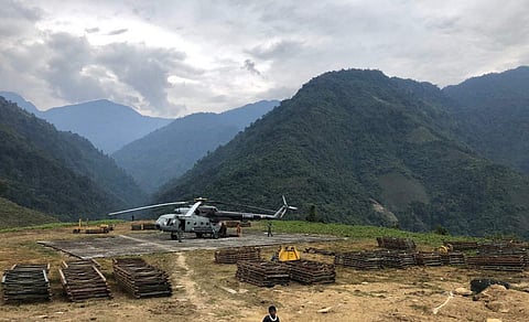 Airlift action by Indian Air Force (IAF) MI-17 helicopters