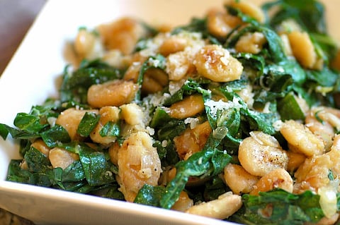 Butter Beans with Spinach (Pavta-Palak): Recipes by Mridula Baljekar