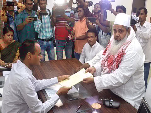 Dhubri sitting MP AIUDF supremo Badruddin Ajmal files nomination