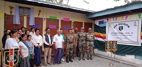 Chowkham Battalion of the Army constructs toilets for Arunachal school
