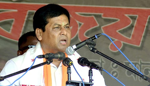 Chief Minister Sarbananda Sonowal addresses election rally for Jorhat candidate Tapan Kumar Gogoi