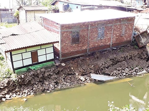 Khanajan River Gobbles Up 3 Residential Houses At Khanamukh