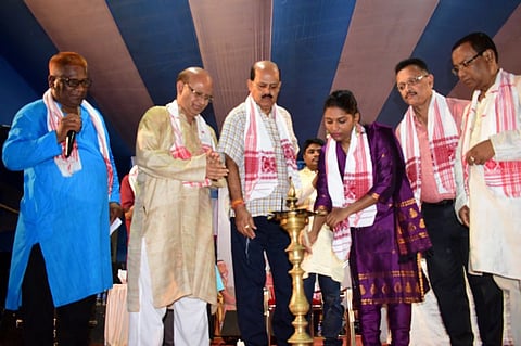 Rongali Bihu Sanmilan Held At Premises of D.B.T.R Phookan H.S. School In Silchar