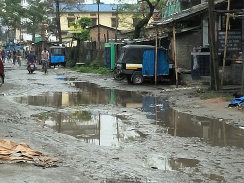 Road behind the Old Dibrugarh Railway Station in dilapidated condition