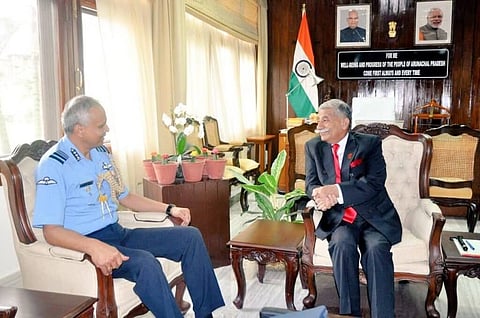 AOC-in-C Eastern Air Command R D Mathur Calls on BD Mishra At Raj Bhawan