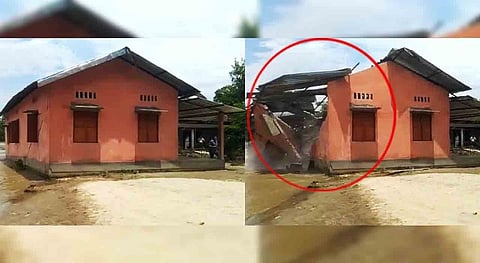 Watch Video | Na-Ali Jnan Jyoti High School in Dhemaji collapses in a fraction of seconds