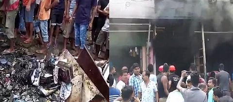 Devastating Fire In Shopping Complex At Sarupathar Town