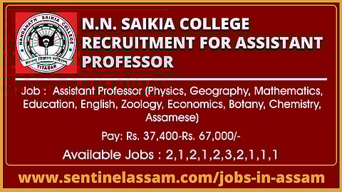 N.N. Saikia College Recruitment for Assistant Professor