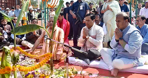 CM Sarbananda Sonowal performs Bhumi Pujan commencing works of six-lane bridge over Brahmaputra