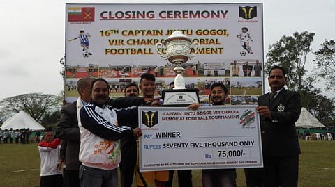 Football team of Kamargaon College lifts 16th Captain Jintu Gogoi Memorial Trophy