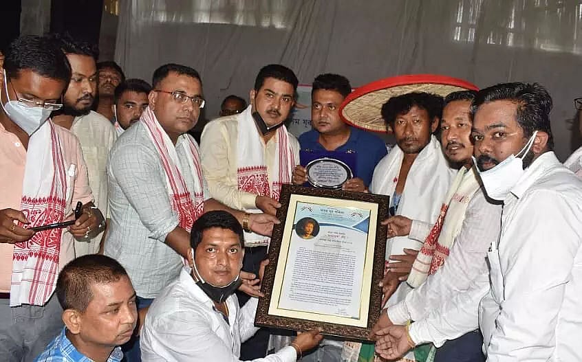 Asom Yuva Parishad Confers Kalaguru Bota on Artiste Pabitra Rabha