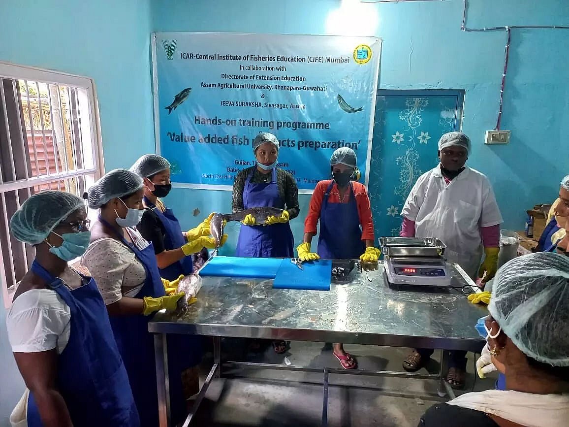Fish processing plant set up at Guijan near Tinsukia; training ...