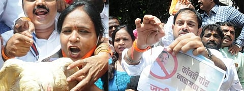 राणेंच्या आक्षेपार्ह विधानाचे पुण्यात पडसाद; शिवसेनेचे आंदोलन