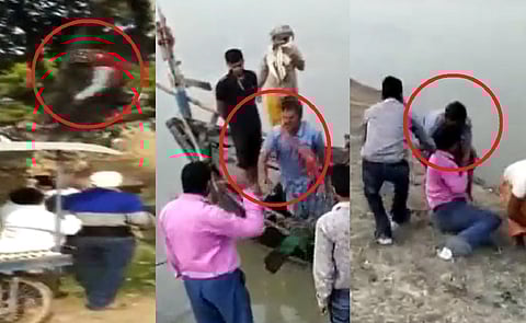 लस नको! एकजण चढला झाडावर तर दुसऱ्याची नावेतून उडी; VIDEO VIRAL