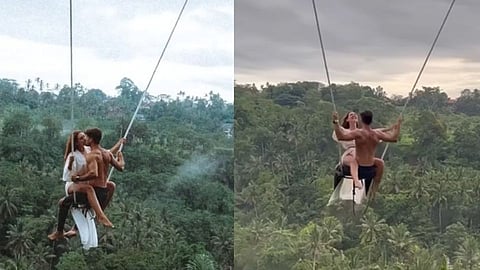 हजारो फूट उंचीवर हे कपल्स झाले रोमँटिक, हवेत केला किस डे!