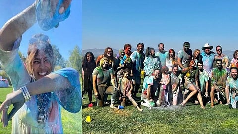 PriyankA Chopra enjoying holi with Jonas Family.