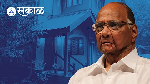 Agitations Sharad Pawar residence ST Employees NCP workers gather Govind Bage Baramati on Tuesday 