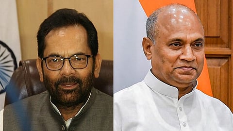 Mukhtar Abbas Naqvi and Ramchandra Prasad RCP Singh in Narendra Modi cabinet resigned Union Ministers today                                                                                                                                         