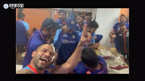 shikhar dhawan shared team india dressing room celebration video