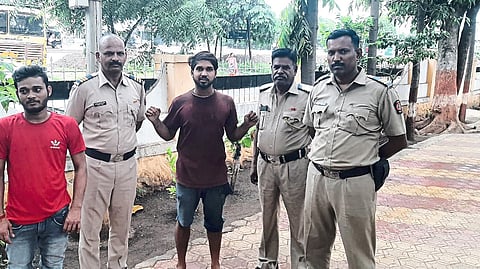 MIDC Police handing over Amrish to his family.