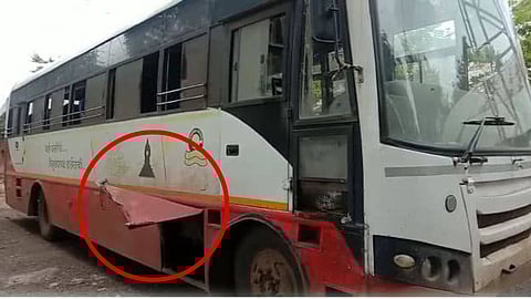  Buldhana  hands of two youths who were exercising on the roadside cut off by the torn sheet of a st bus