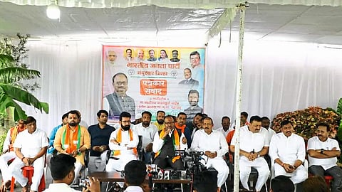 State president of BJP Chandrashekhar Bawankule speaking at the press conference
