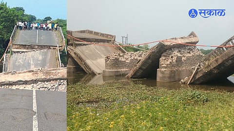 नंदुरबार- उच्छल मार्गावरील धानोरा गावाचा रंका नदीवरील कोसळलेला पूल
