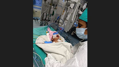 stenting surgery on new born baby