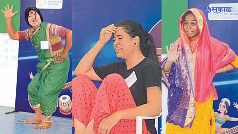 Manoj Ugal performing a monologue at the 'Sakal-Yin' art festival on Friday. Megha Vaishnav, Unnati Shinde.