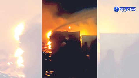 A fire broke out on the floor of wooden planks.