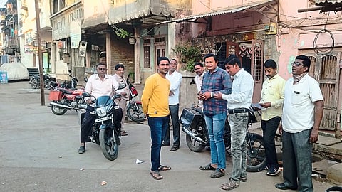 Farmers gathered near Datta Mandir in the city