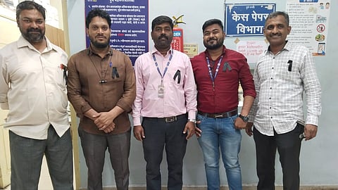 Municipal administration protested by TB employees  wearing black ribbons due to non-payment of risk allowance 