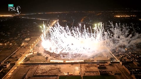 Scary scenes at PSL 2023 match as floodlight tower catches fire due to opening-ceremony mishap Video Viral cricket news 