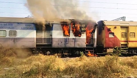 train caught fire