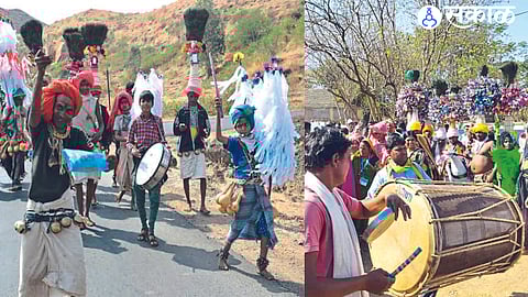 Local tribal brothers celebrating the festival of Holi