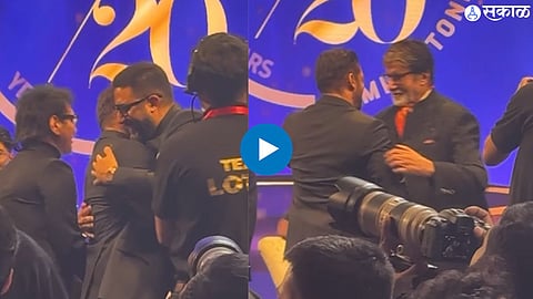 Salman Khan At Anand Pandit's birthday party hug abhishek bachchan and amitabh
