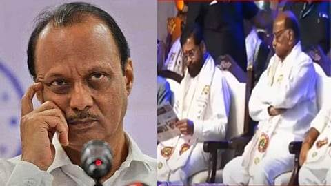 Ajit Pawar absent for marathi natya sammelan Sharad Pawar CM Eknath shinde politics news  