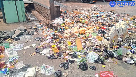 Plastic waste dumped on the open ground near the road of Salamcha here
